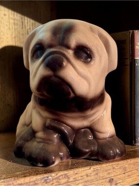 Ceramic Bulldog  Figurine - Cream and Brown Decorative Dog Sculpture